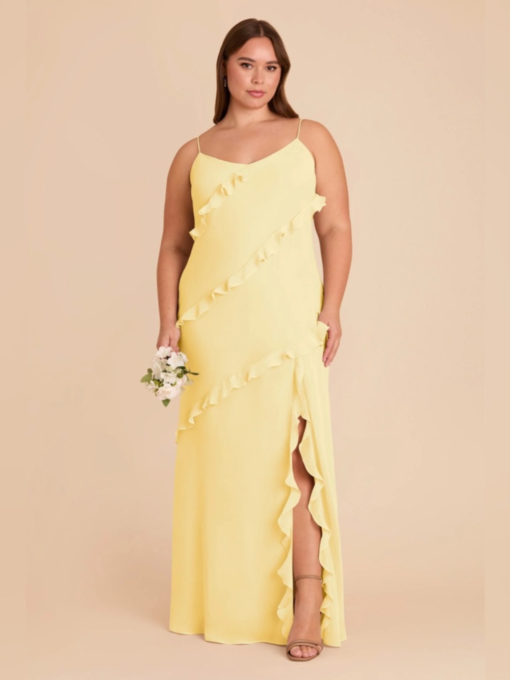 Birdy Grey Valentina Matte Satin Bridesmaids Dress in Lemon Sorbet